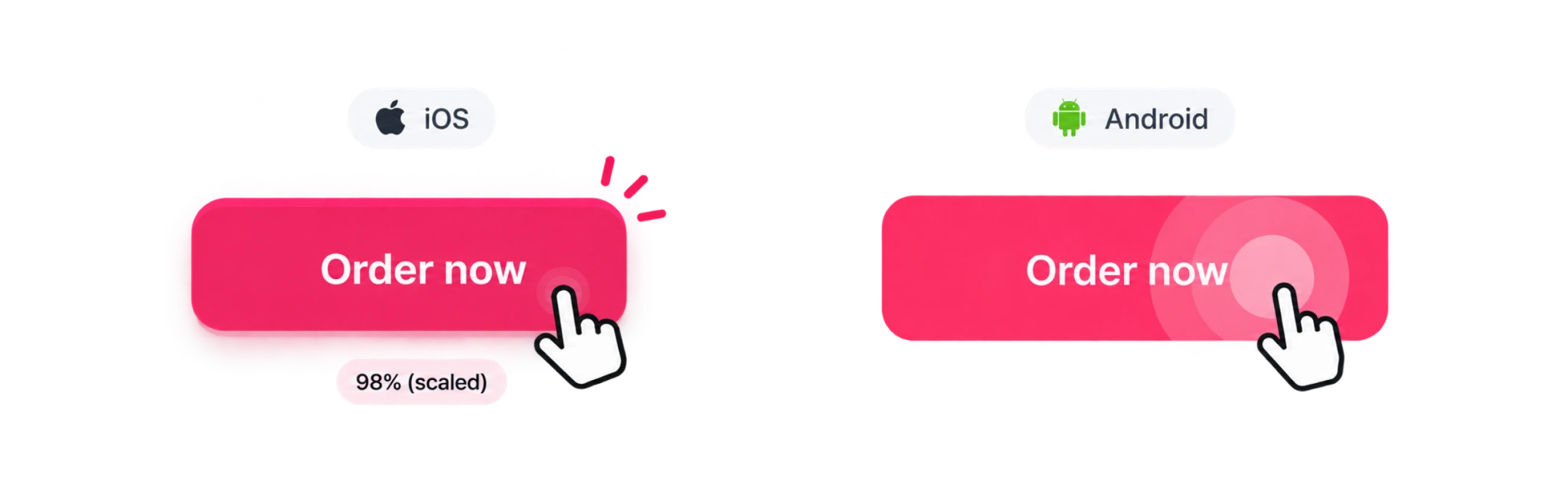 iOS and Android button interaction comparison