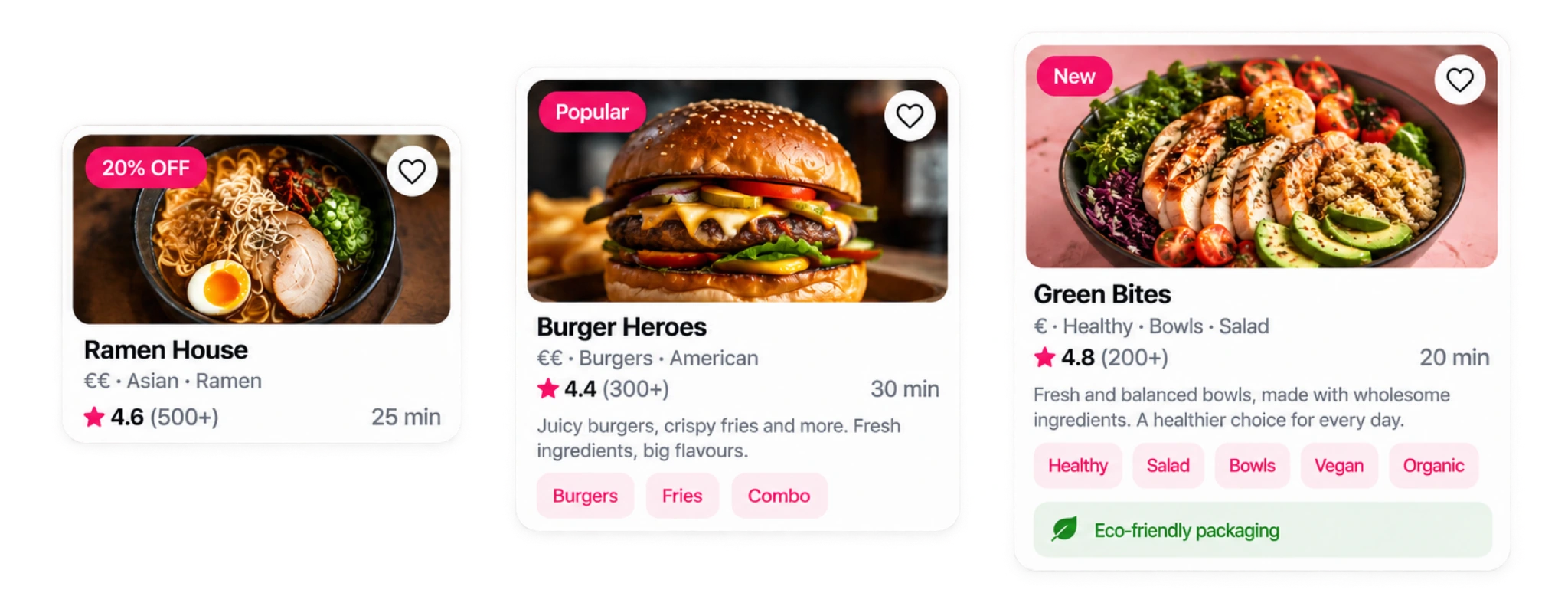 Product cards adapting to different content conditions