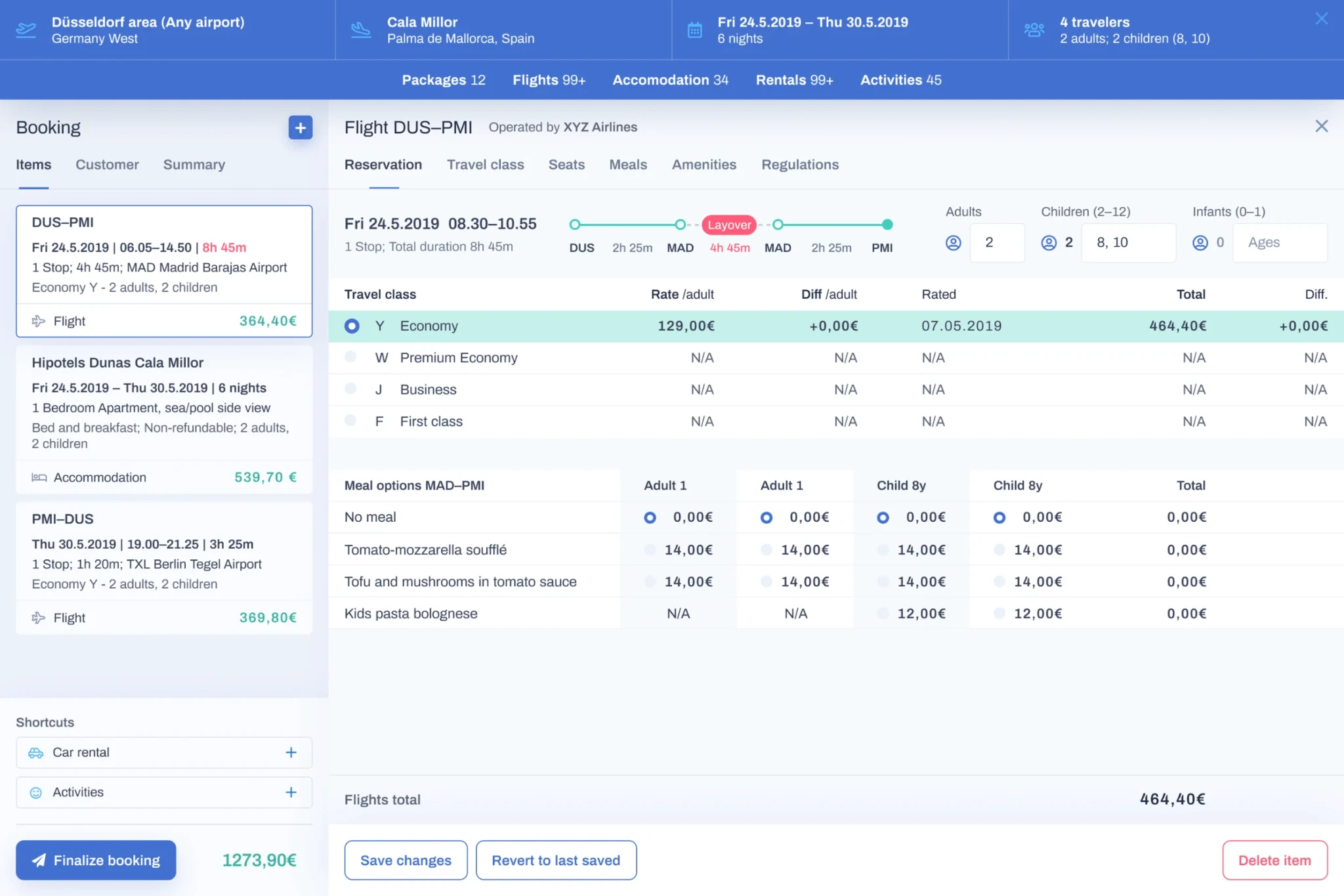 Bewotec flight reservation details interface